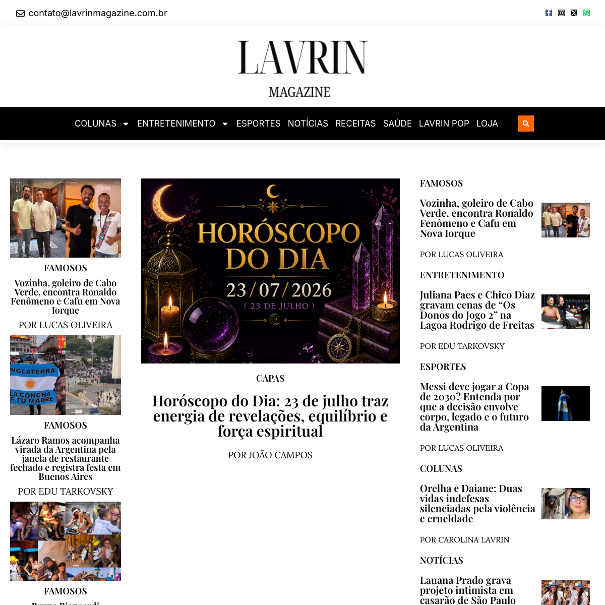 Entretenimento com ritmo de revista diária.